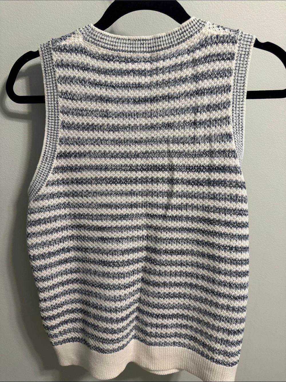 J. Crew Navy and White Striped Knit Sleeveless Sweater